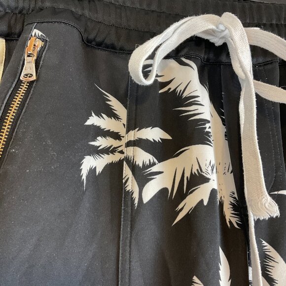 Lifted Anchors Track Pants Men's L Black White Cream Palm Tree Print Elastic Tie - Picture 5 of 14
